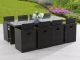 Salon de jardin en resine tressee avec table et 8 fauteuils dossiers rabattables chocolat