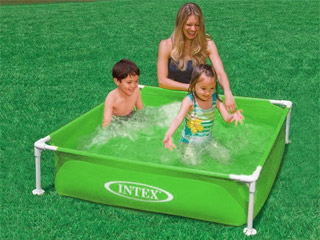 Piscine hors-sol tubulaire Intex METAL FRAME JUNIOR carree 122 x 122 x 30cm coloris vert