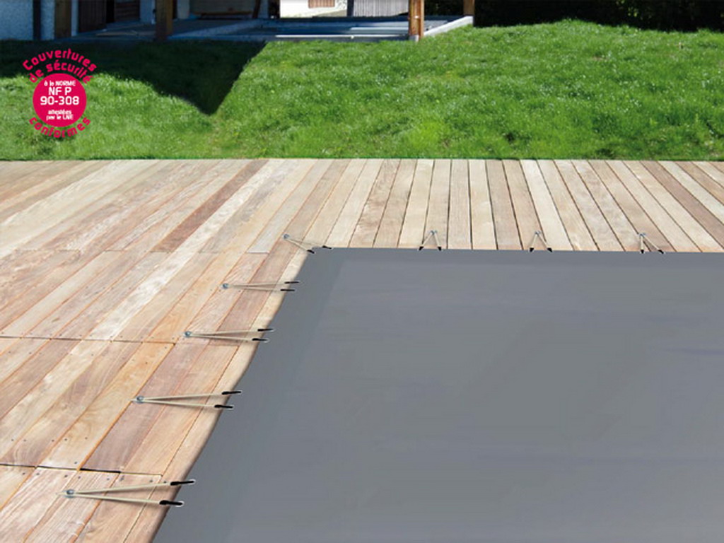 Couverture de securite Albiges SKIN COLD coloris gris fonce et gris geometrique piscine enterree (m²)