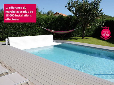 Image Volet automatique hors d'eau Abriblue OPEN CLASSIC coloris blanc pour piscine 4x8m sans escalier