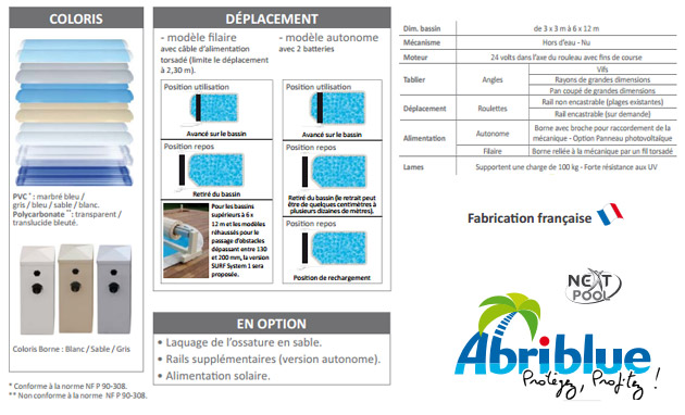 Volet automatique de securite Abriblue OPEN SURF SYSTEM 2 pour piscine enterree - Le volet automatique hors d'eau Abriblue OPEN SURF SYSTEM 2 Une installation aisée