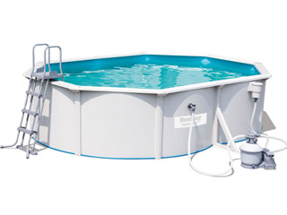 Kit piscine Bestway HYDRIUM STEEL WALL POOL ovale filtration a sable 500x360x120 cm