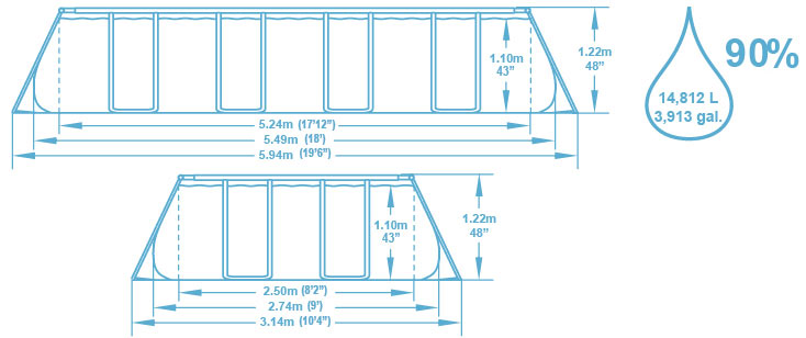 Kit piscine Bestway POWER STEEL FRAME POOL 549x274x122cm a cartouche - Caractéristiques techniques Bestway POWER STEEL FRAME POOL