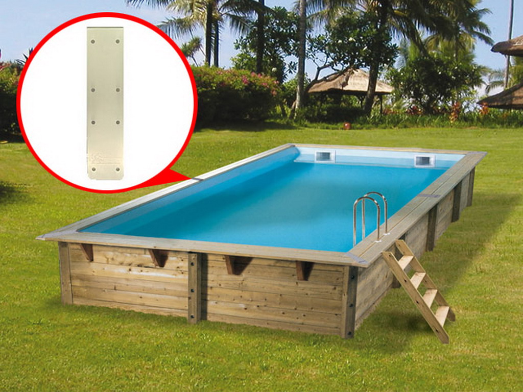 Kit de 4 enjoliveurs de margelles Ubbink ALUDR pour piscine hors-sol bois rectangulaire