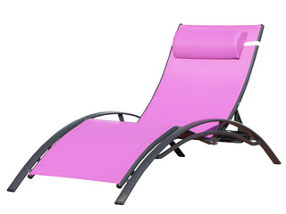 Chaise longue multi-positions aluminium et textilene 170cm x 70cm x 30cm coloris prune