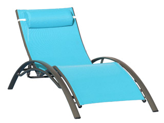 Chaise longue multi-positions aluminium et textilene 170cm x 70cm x 30cm coloris turquoise