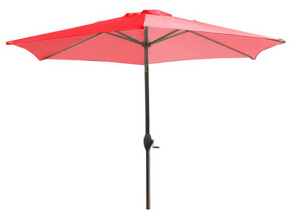 Parasol inclinable aluminium noir a manivelle Ø270cm toile coloris corail