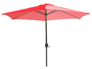 Parasol inclinable aluminium noir a manivelle Ø270cm toile coloris corail