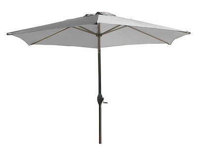 Image Parasol inclinable aluminium noir a manivelle Ø 270cm toile coloris gris