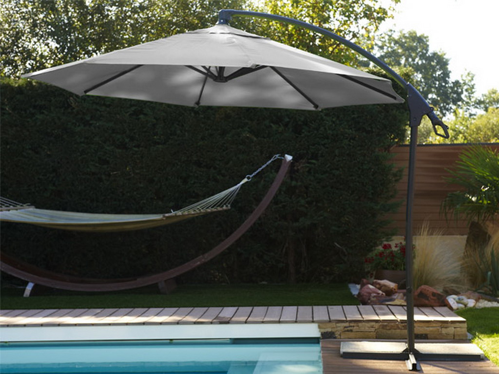 Parasol deporte aluminium a manivelle Ø300cm toile coloris gris