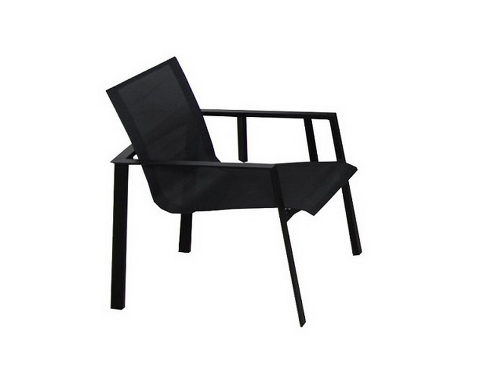 Fauteuil de jardin MIAMI 58 x 58 x 84cm aluminium et textilene noir