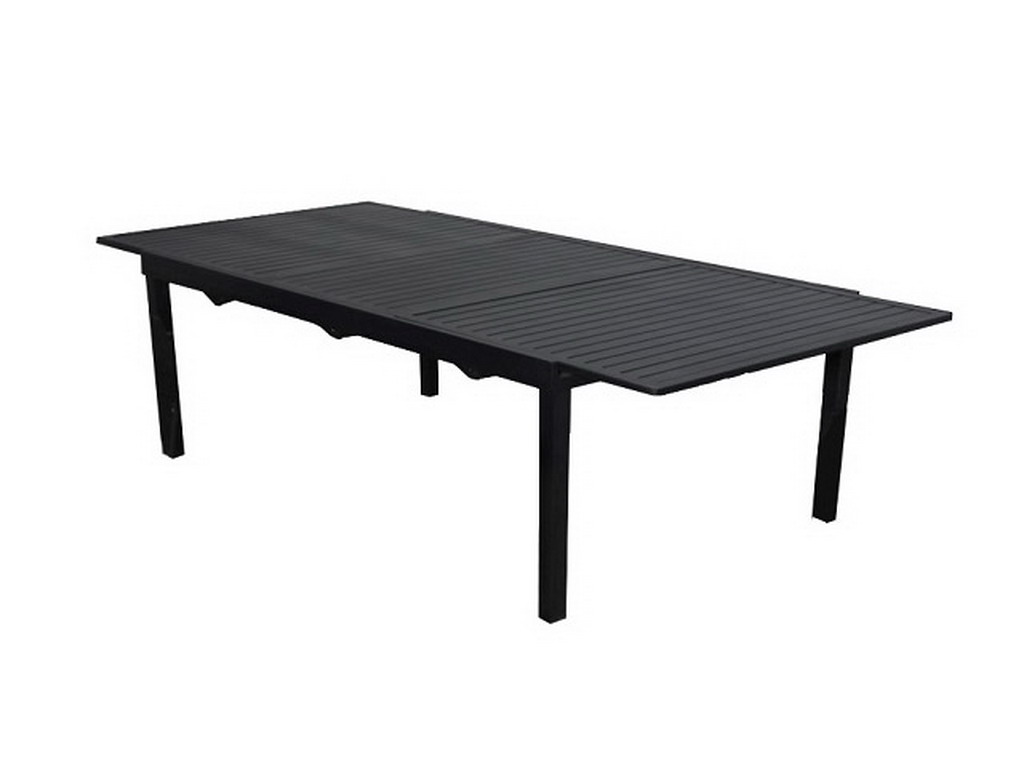Table de jardin MIAMI aluminium 180 x 110 x 73cm avec rallonge coloris gris