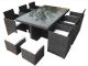 Salon de jardin en resine tressee encastrable avec table + 6 fauteuils + 4 poufs coloris noir