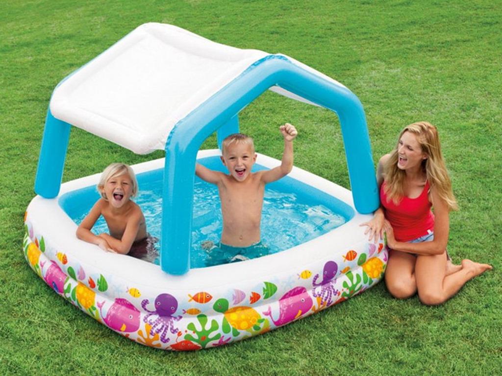 Piscine gonflable Intex AQUA dimensions 157 x 157 x 122cm avec paresoleil amovible