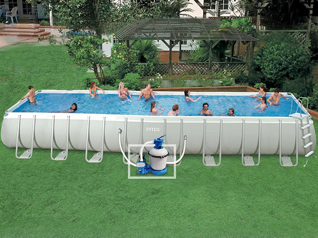 Kit piscine tubulaire Intex ULTRA SILVER avec filtre a sable + skimmer + tapis + bache + echelle
