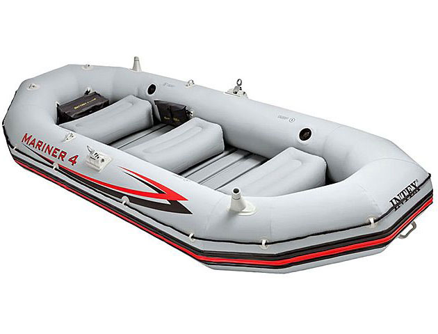 Bateau gonflable Intex MARINER 4 dimensions 328 x 145 x 48cm coloris gris et rouge - Avantages et caractéristiques du bateau gonflable MARINER 4