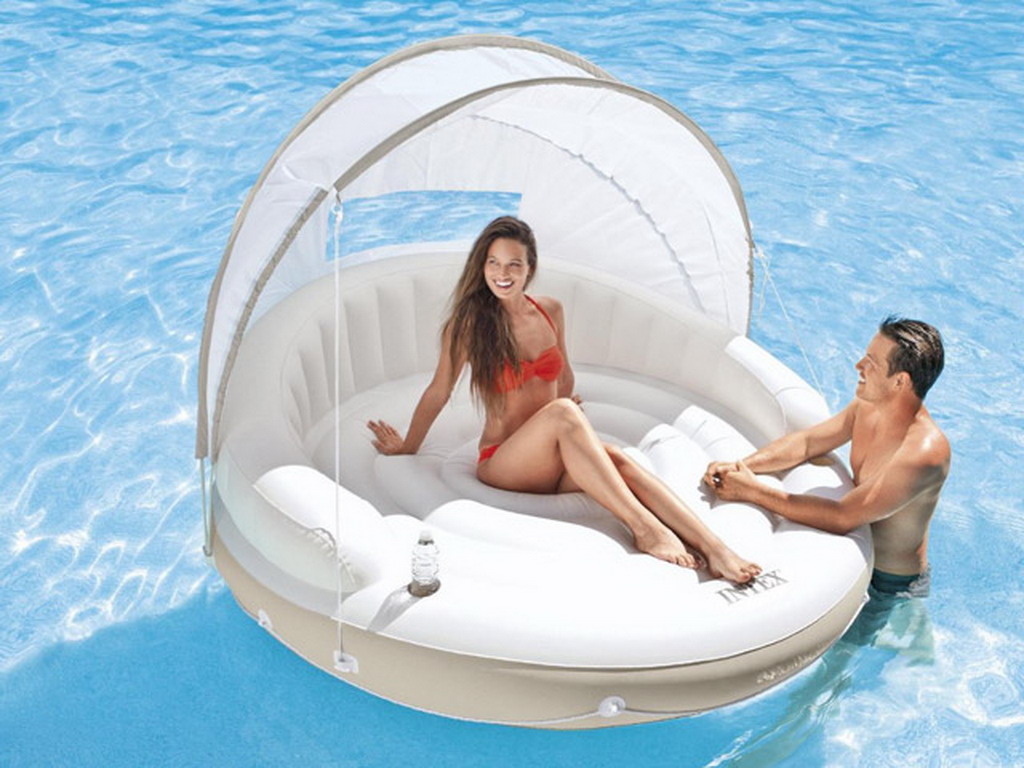 Lounge gonflable Intex CARAIBES ronde dimensions Ø199 x 150cm pour piscine ou plage