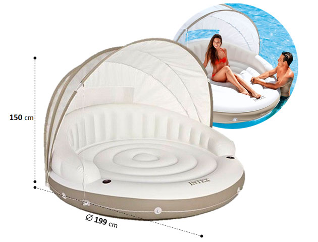 Lounge gonflable Intex CARAIBES ronde dimensions Ø199 x 150cm pour piscine ou plage - Avantages et caractéristiques du lounge gonflable Intex CARAIBES pour piscine ou plage