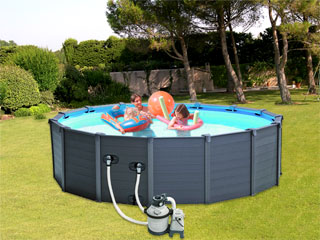 Kit piscine hors-sol Intex GRAPHITE ronde Ø478 x 124cm avec filtration a sable