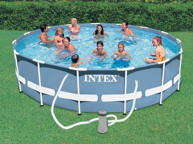 Kit piscine tubulaire Intex PRISM FRAME ronde Ø457 x 107cm filtration cartouche - Galerie photos et vidéo de la piscine hors-sol tubulaire Intex PRISM FRAME