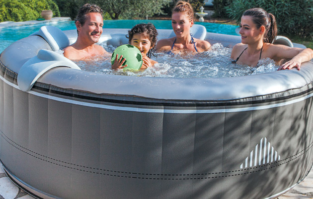 Spa gonflable NetSpa MALIBU gris rond pour 4 ou 6 personnes - Galerie photos et vidéos du spa gonflable NetSpa MALIBU