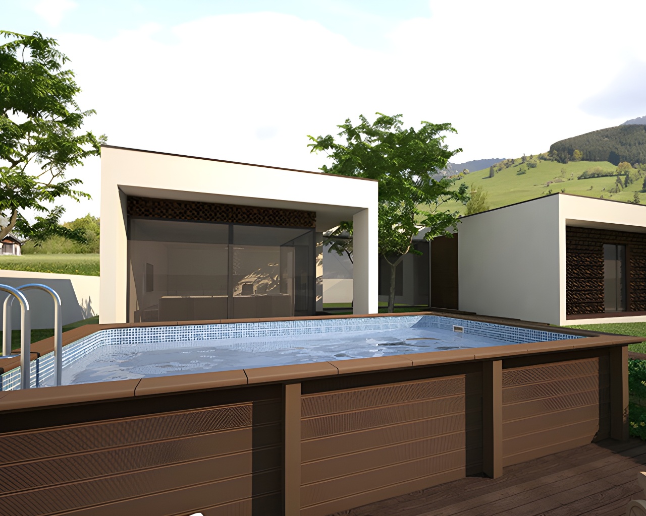 Kit piscine beton NATURALIS rectangulaire 7,50 x 3.24 x 1.40 m aspect bois