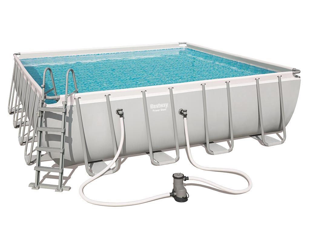 Kit piscine tubulaire Bestway POWER STEEL FRAME POOL carree 488x488x122cm filtration sable