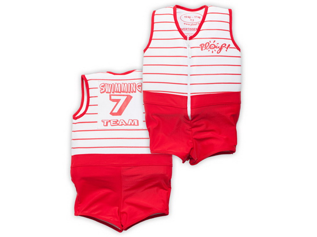 Maillot de bain flottant enfant PLOUF Swim Team Rouge garcon 3 ans (15/17kg)