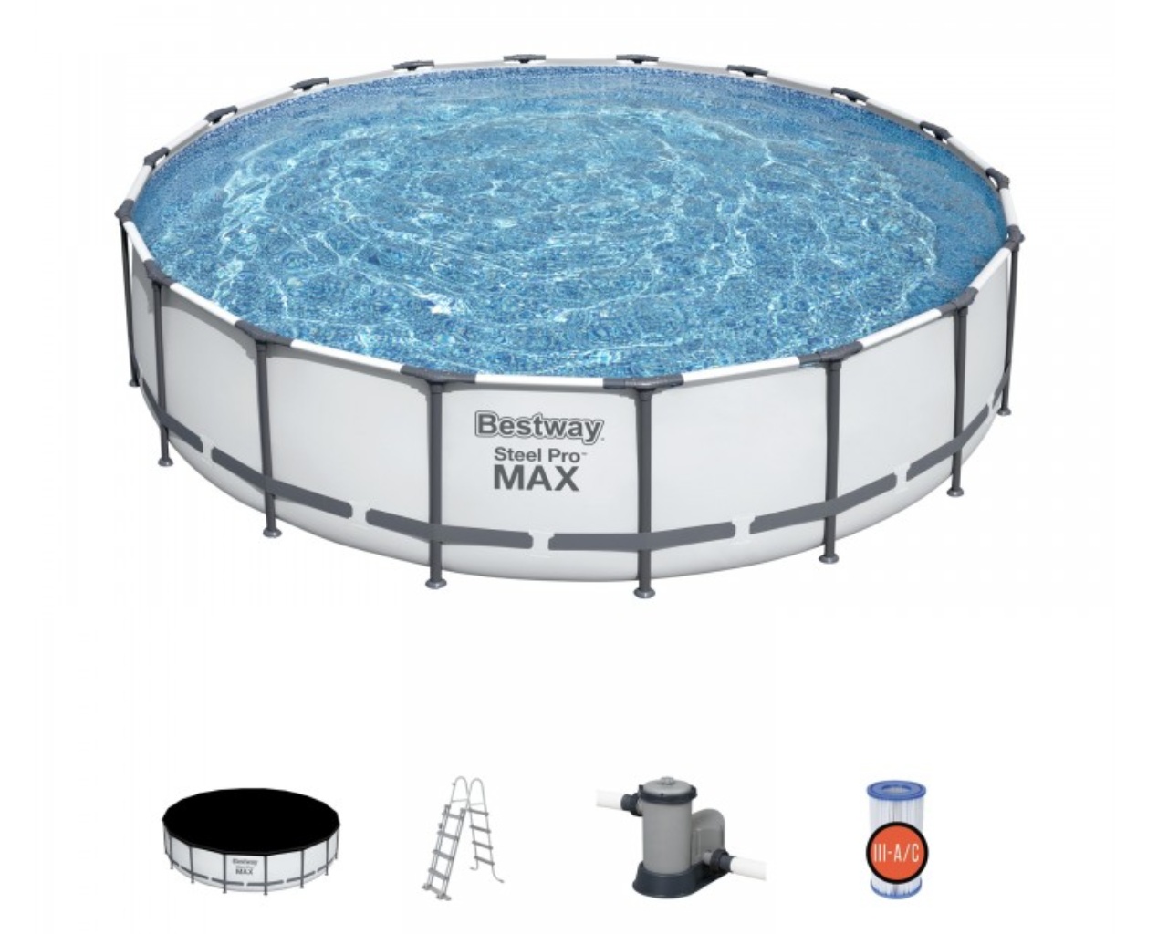 Kit piscine complet hors-sol tubulaire Bestway STEEL PRO MAX POOLS ronde Ø549x122cm