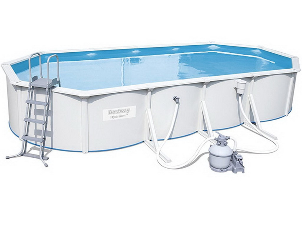 Kit piscine Bestway HYDRIUM STEEL WALL POOL ovale 740x360x120cm filtration a sable