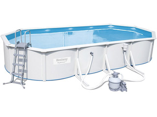 Kit piscine Bestway HYDRIUM STEEL WALL POOL ovale 740x360x120cm filtration a sable