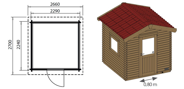 Abri de jardin en bois VAL THORENS 5m² coloris Marron - Dimensions de l'abri de jardin en bois VAL THORENS 