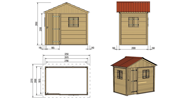 Abri de jardin modulable en bois RISOUL 5,9m² couleur Vert - Dimensions de l'abri de jardin modulable en bois RISOUL 