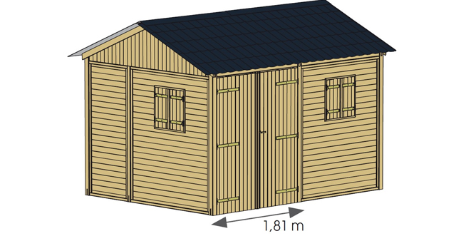 Abri de jardin modulable en bois MORZINE 11,6m² couleur Vert - Dimensions de l'abri de jardin modulable en bois MORZINE 