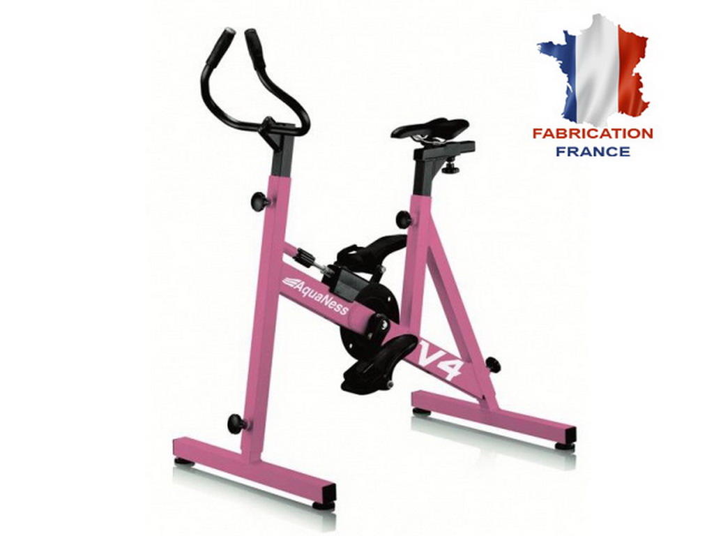 Velo d'aquabike AquaNess piscine V4 rose