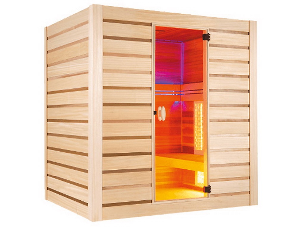 Sauna cabine vapeur et infrarouge Holl's HYBRIDE COMBI bois naturel