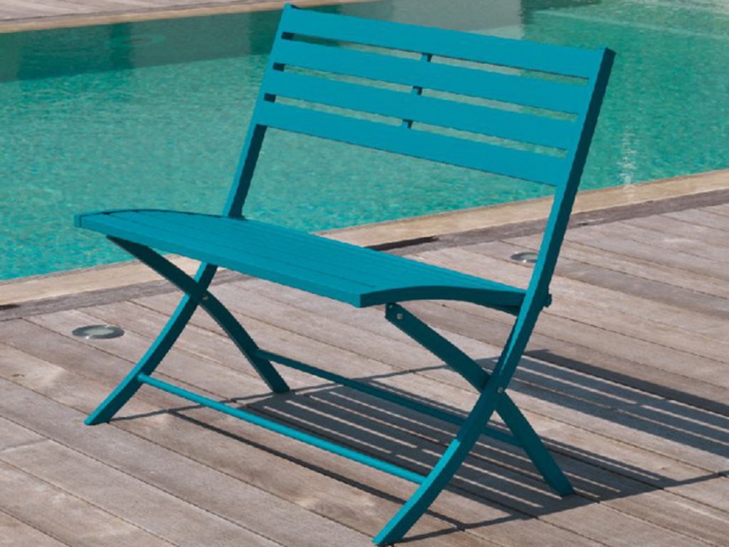 Banc pliant MARIUS en aluminium Bleu Riviera