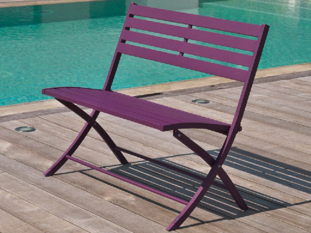 Banc pliant MARIUS en aluminium Aubergine