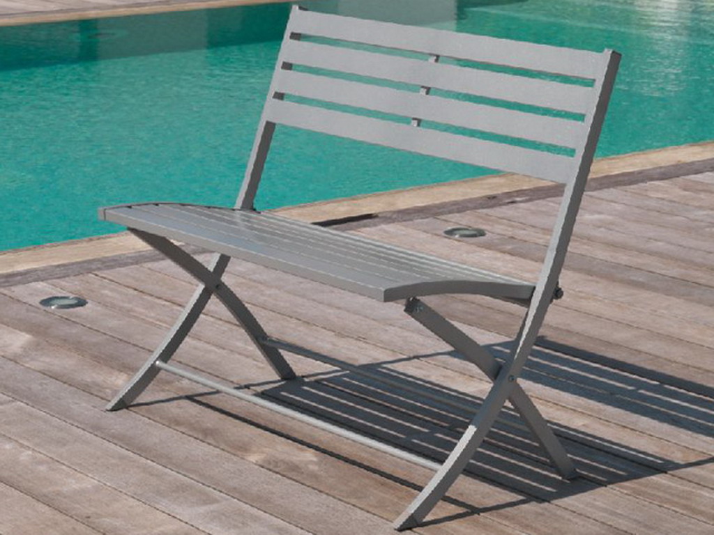 Banc pliant MARIUS en aluminium Gris metal
