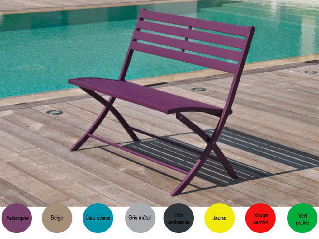 Banc pliant MARIUS en aluminium 8 couleurs au choix