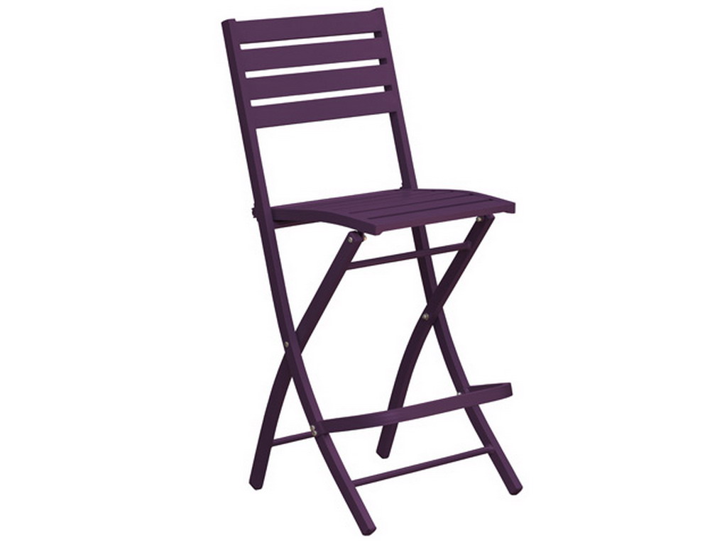 Chaise de bar pliante MARIUS en aluminium Aubergine