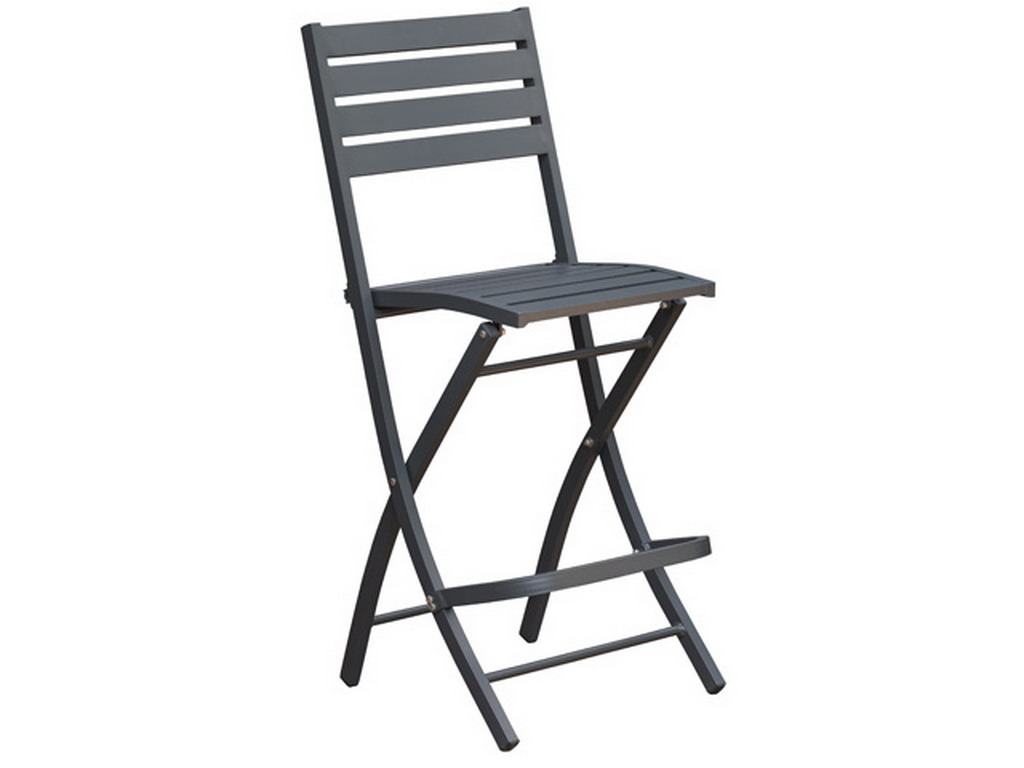 Chaise de bar pliante MARIUS en aluminium Gris anthracite