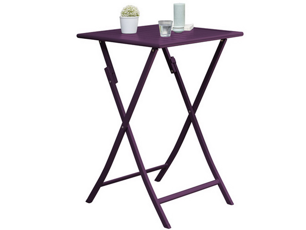 Table bar haute pliante MARIUS en aluminium Aubergine