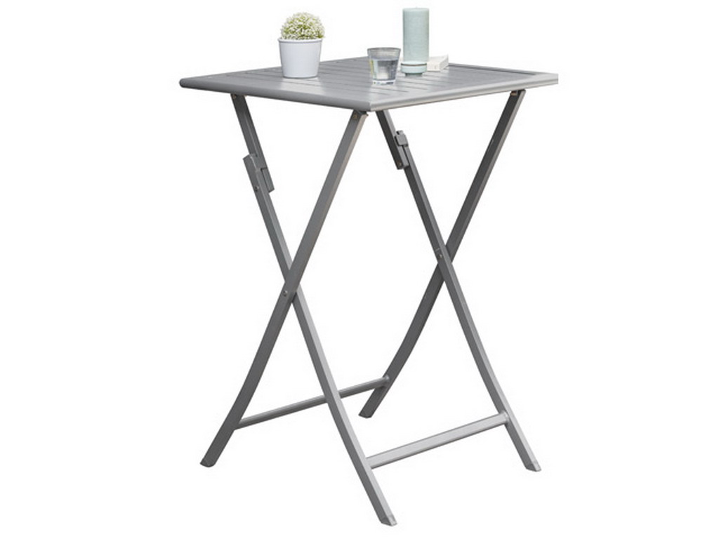 Table bar haute pliante MARIUS en aluminium Gris metal