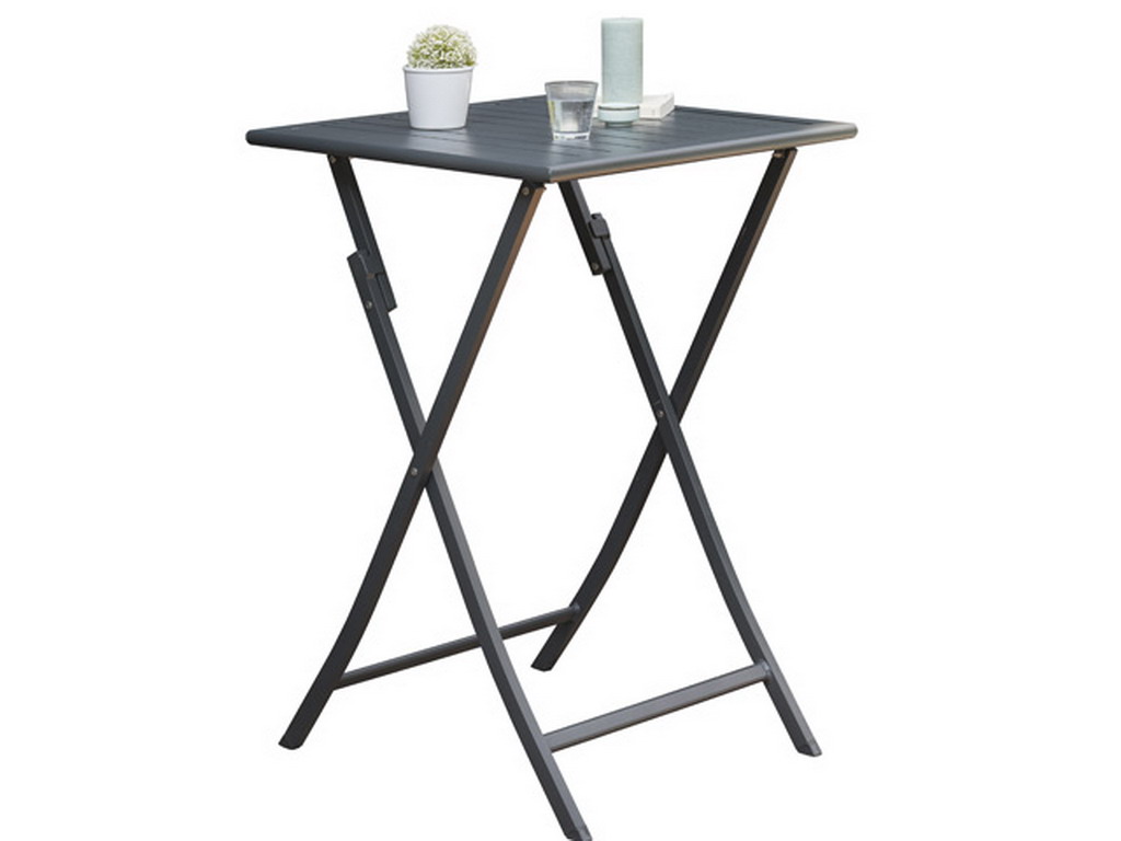 Table bar haute pliante MARIUS en aluminium Gris anthracite