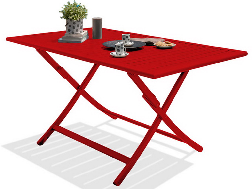 Table rectangulaire pliante MARIUS en aluminium Rouge carmin
