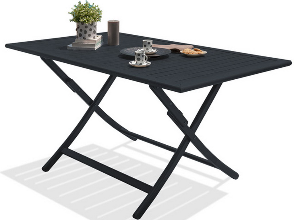 Table rectangulaire pliante MARIUS en aluminium Gris anthracite