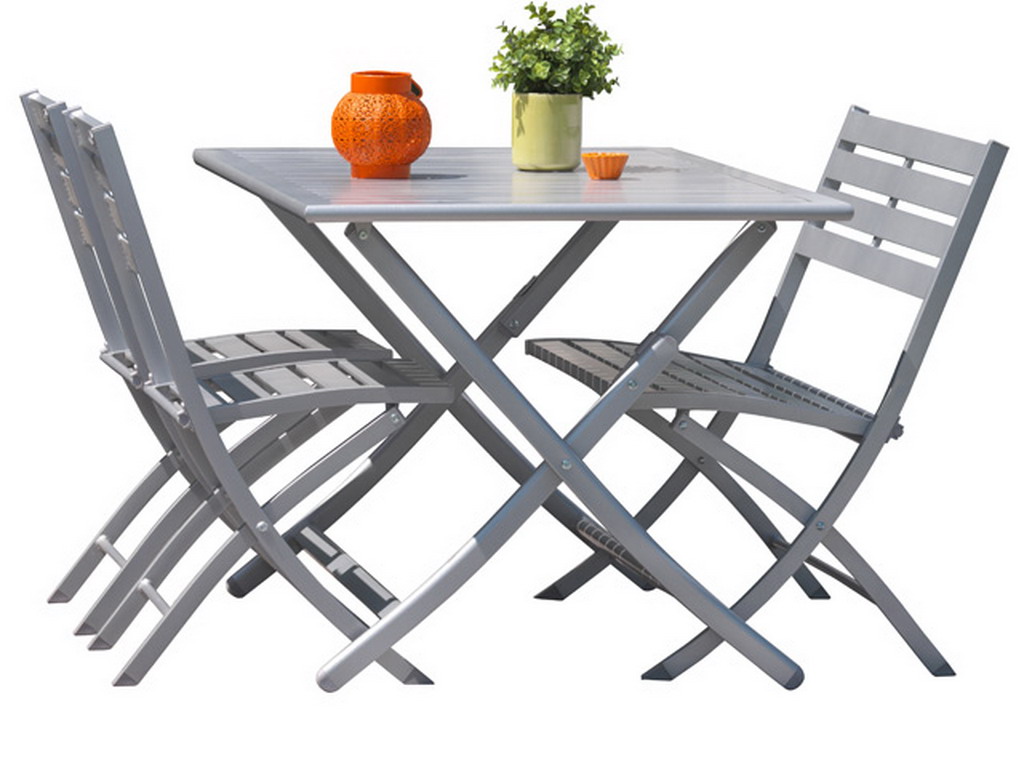 Table rectangulaire pliante MARIUS en aluminium Gris metal