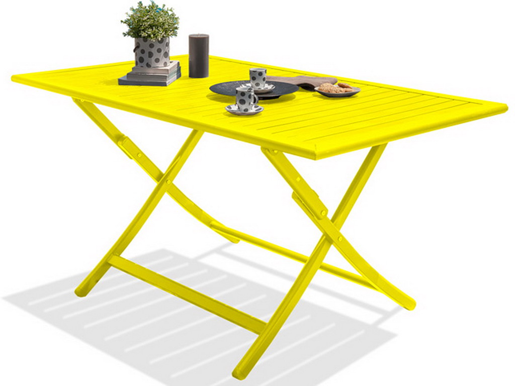Table rectangulaire pliante MARIUS en aluminium Jaune