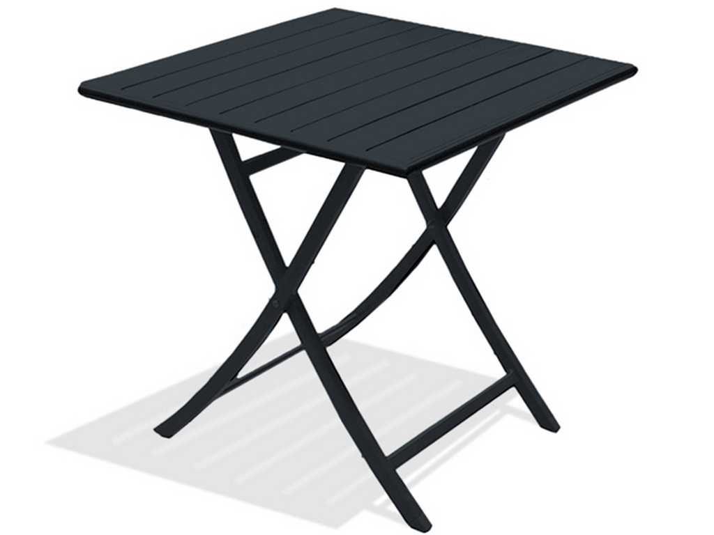 Table pliante carree MARIUS en aluminium Gris anthracite